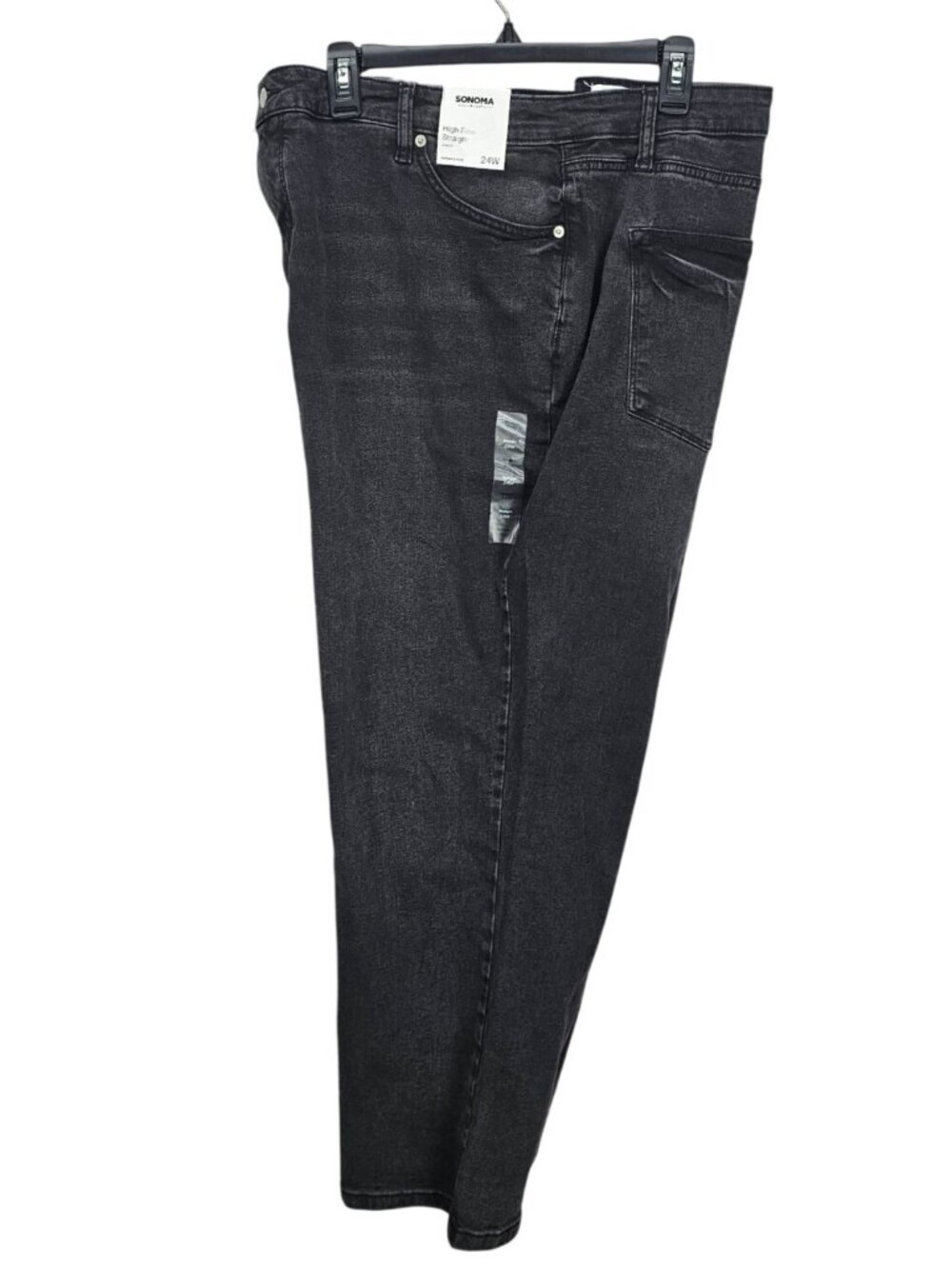 Sonoma Womens Plus High Rise Straight Stretch Jeans 24W Black Denim